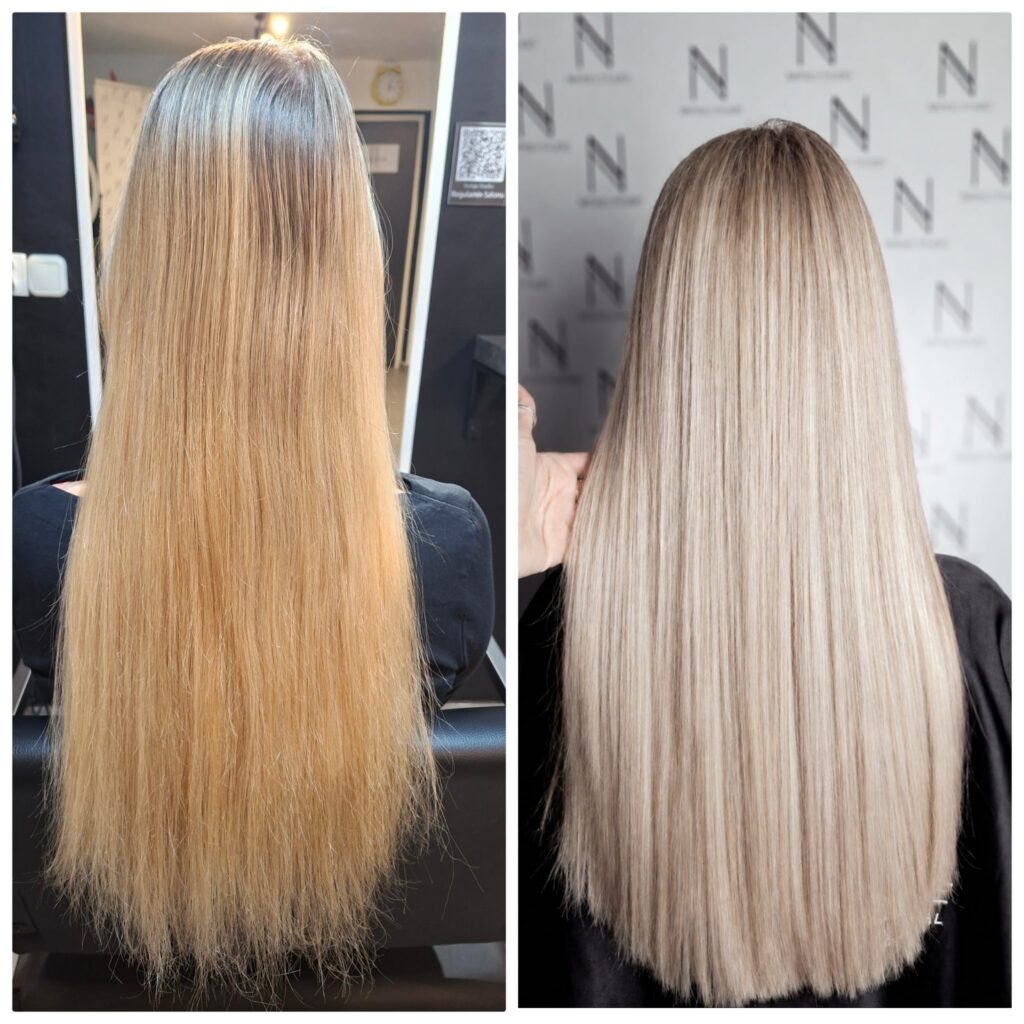 Chłodny blond po koloryzacji w Natigo Studio Poznań Rataje